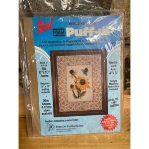 NEW! Vintage foam puff-up art needlecraft. self stick. floral. sun flowers.